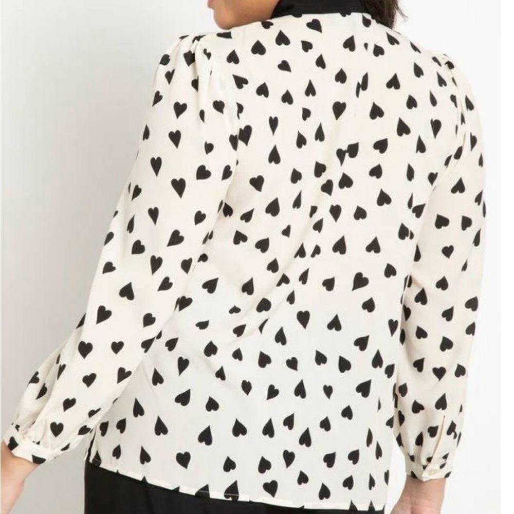 Eloquii Black and White Heart Print Blouse - Picture 10 of 10
